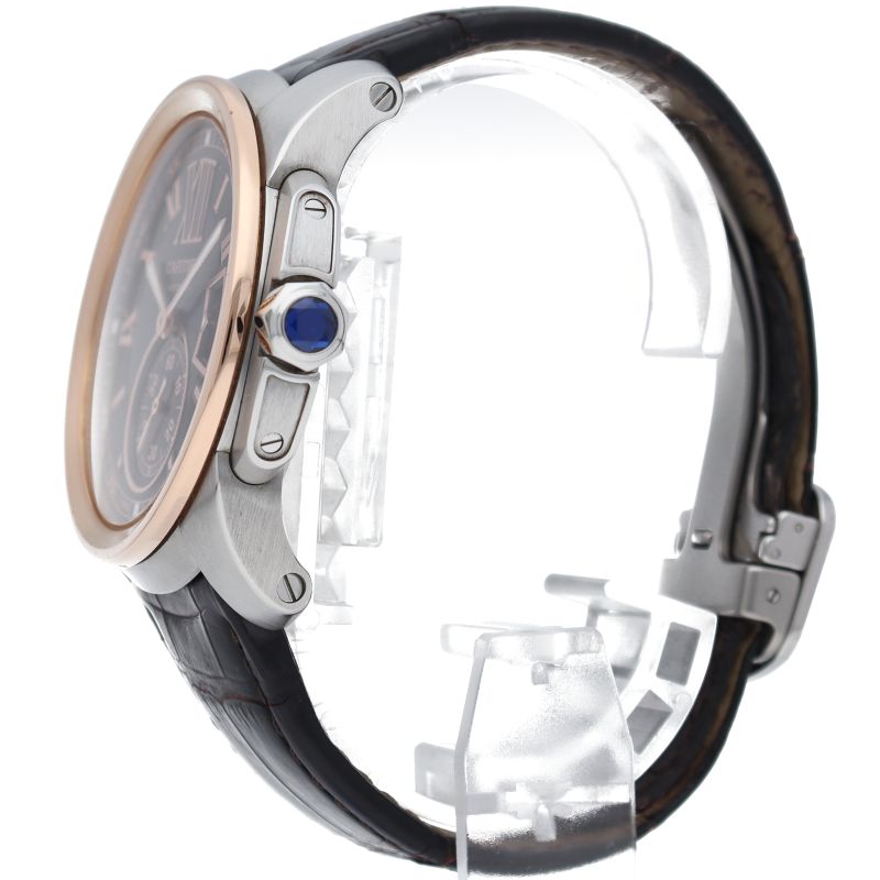 Cartier Caliber de Watch Box 18K Pink Gold SS Leather
