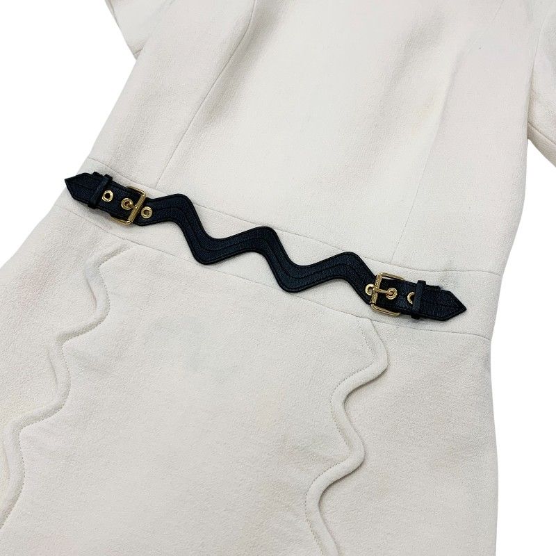 Louis Vuitton Dress Ivory Black Gold Scallop Detail A-line Ivory- Black