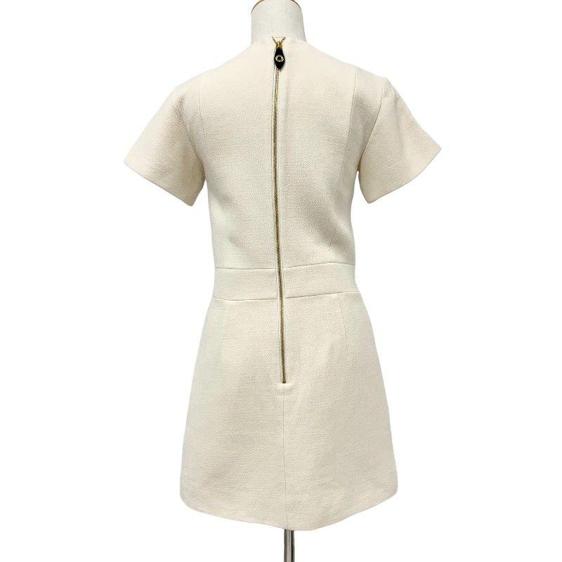 Louis Vuitton Dress Ivory Black Gold Scallop Detail A-line Ivory- Black