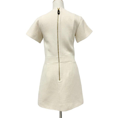Louis Vuitton Dress Ivory Black Gold Scallop Detail A-line Ivory- Black