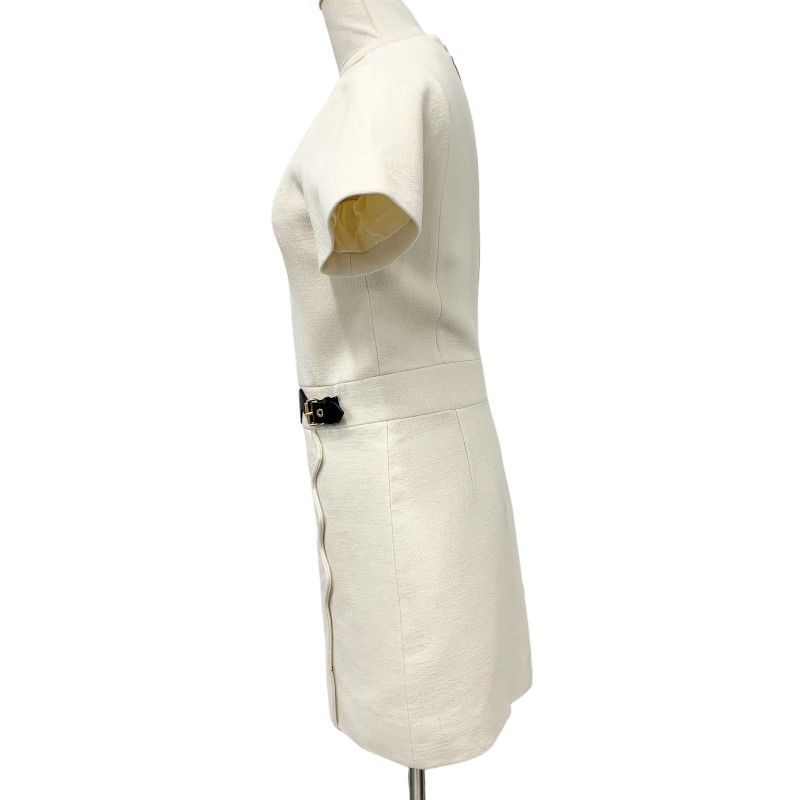 Louis Vuitton Dress Ivory Black Gold Scallop Detail A-line Ivory- Black