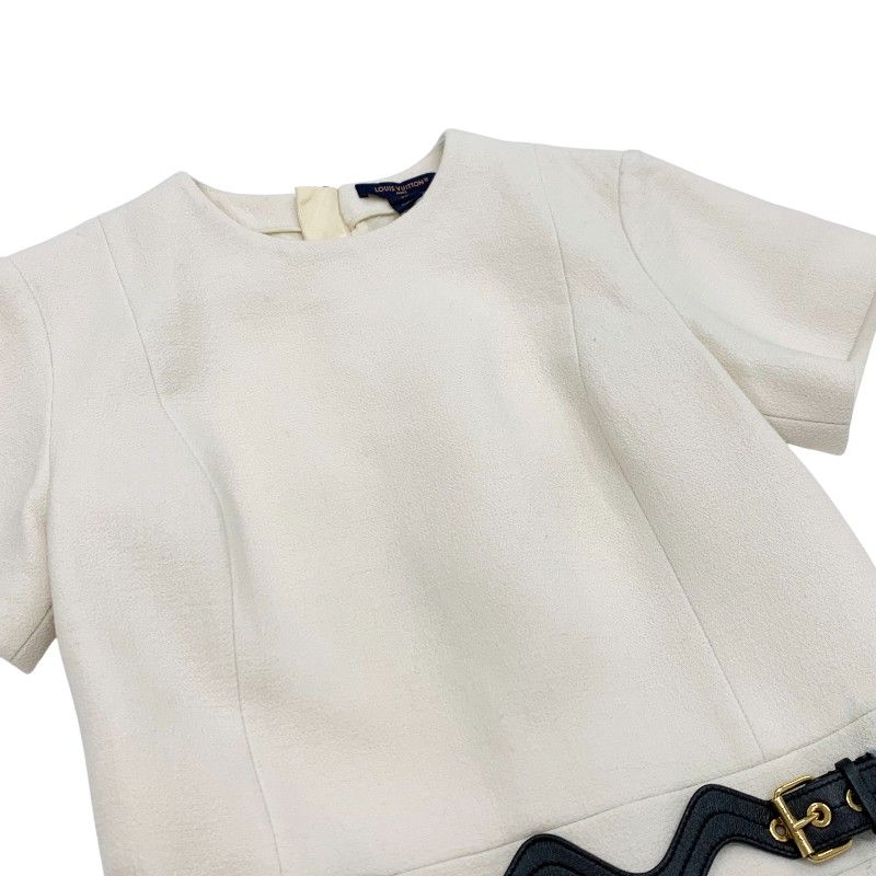 Louis Vuitton Dress Ivory Black Gold Scallop Detail A-line Ivory- Black