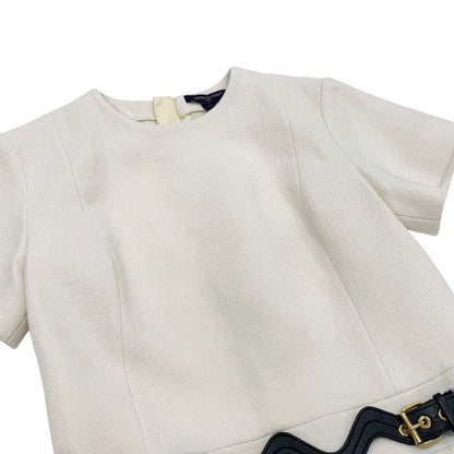 Louis Vuitton Dress Ivory Black Gold Scallop Detail A-line Ivory- Black