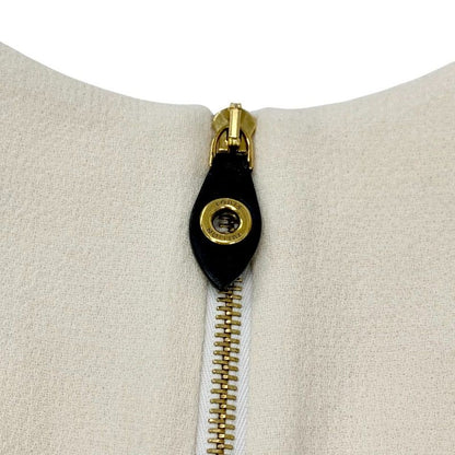 Louis Vuitton Dress Ivory Black Gold Scallop Detail A-line Ivory- Black