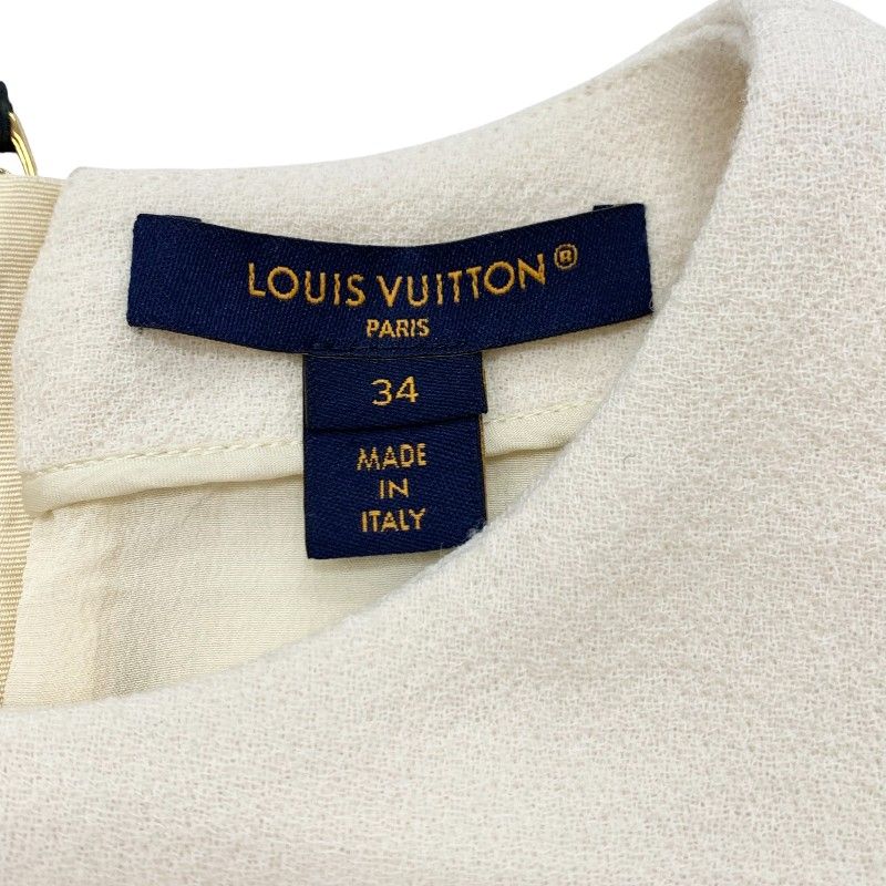 Louis Vuitton Dress Ivory Black Gold Scallop Detail A-line Ivory- Black