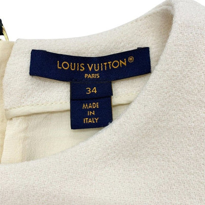Louis Vuitton Dress Ivory Black Gold Scallop Detail A-line Ivory- Black