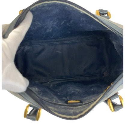 Gucci Vintage Micro GG Gray Navy Gold 002 122 Handbag