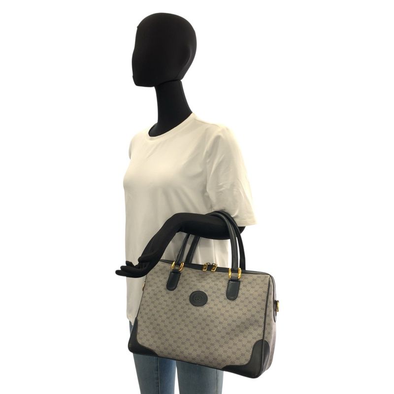 Gucci Vintage Micro GG Gray Navy Gold 002 122 Handbag