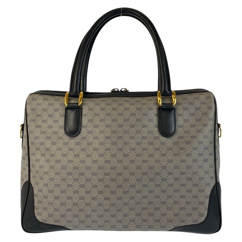 Gucci Vintage Micro GG Gray Navy Gold 002 122 Handbag