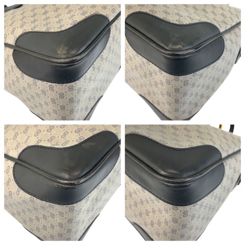 Gucci Vintage Micro GG Gray Navy Gold 002 122 Handbag