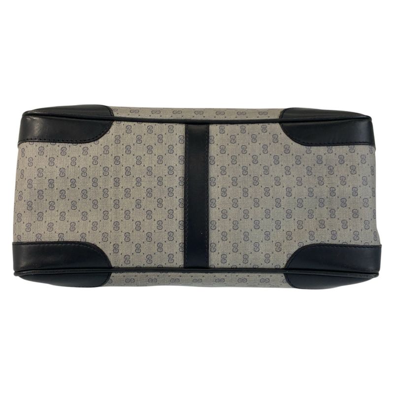 Gucci Vintage Micro GG Gray Navy Gold 002 122 Handbag