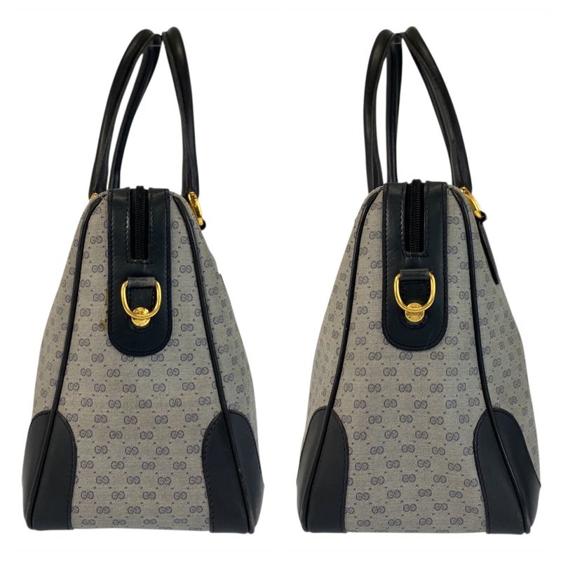 Gucci Vintage Micro GG Gray Navy Gold 002 122 Handbag