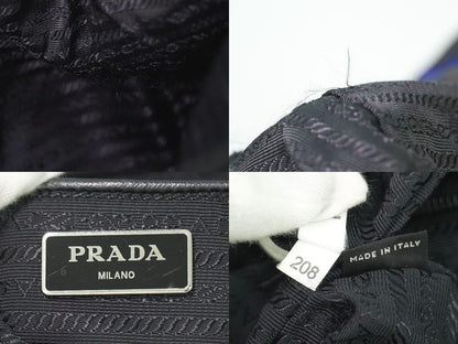 Prada Pistol Pattern Tote Nylon Black Blue Outside Black Blue