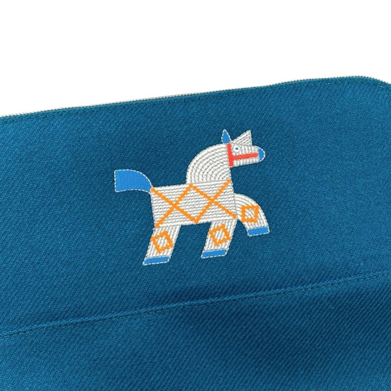 Hermes Pouch Bolide Animo Natte 01 Cotton Blue Pan Blue Bread