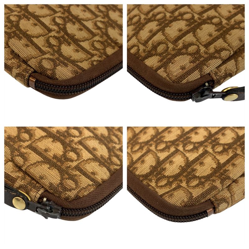 Dior Trotter Beige Brown Gold Clutch