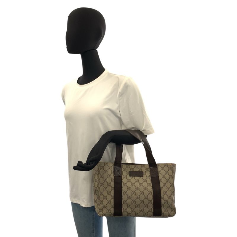 Gucci Beige Brown GG Supreme Canvas Tote
