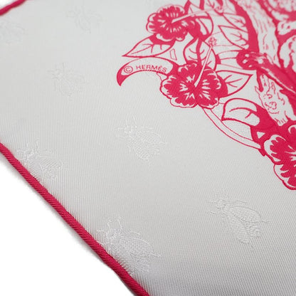 Hermes Carre 90 Jaungle Love Scarf Silk White Pink