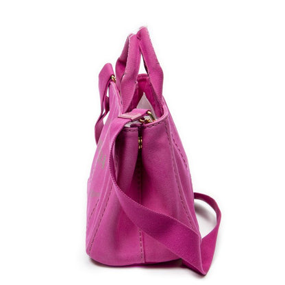 Prada Canapa Small Tote Pink Canvas