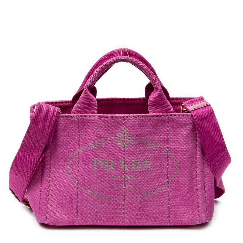 Prada Canapa Small Tote Pink Canvas