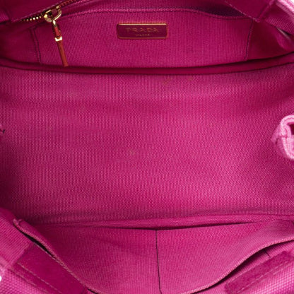 Prada Canapa Small Tote Pink Canvas