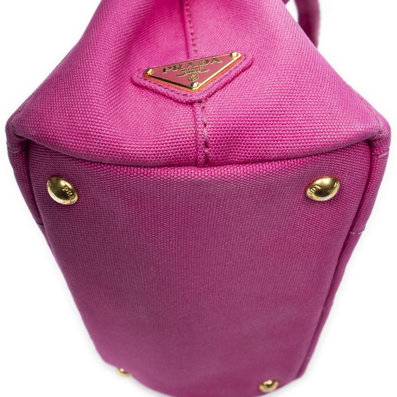 Prada Canapa Small Tote Pink Canvas