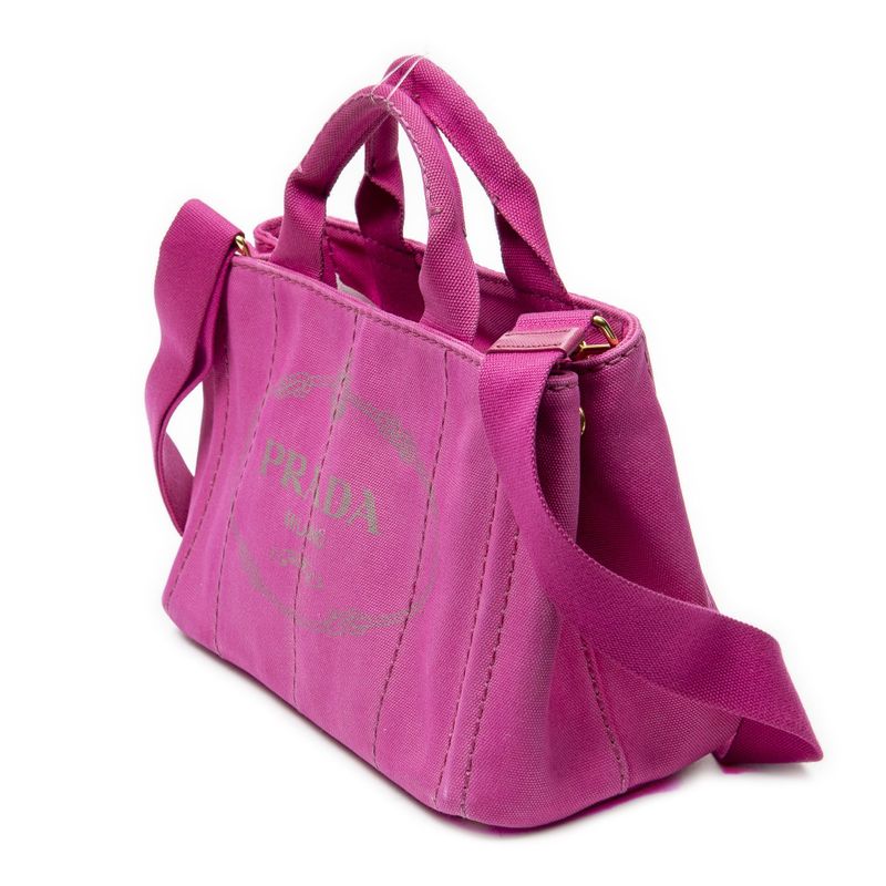 Prada Canapa Small Tote Pink Canvas