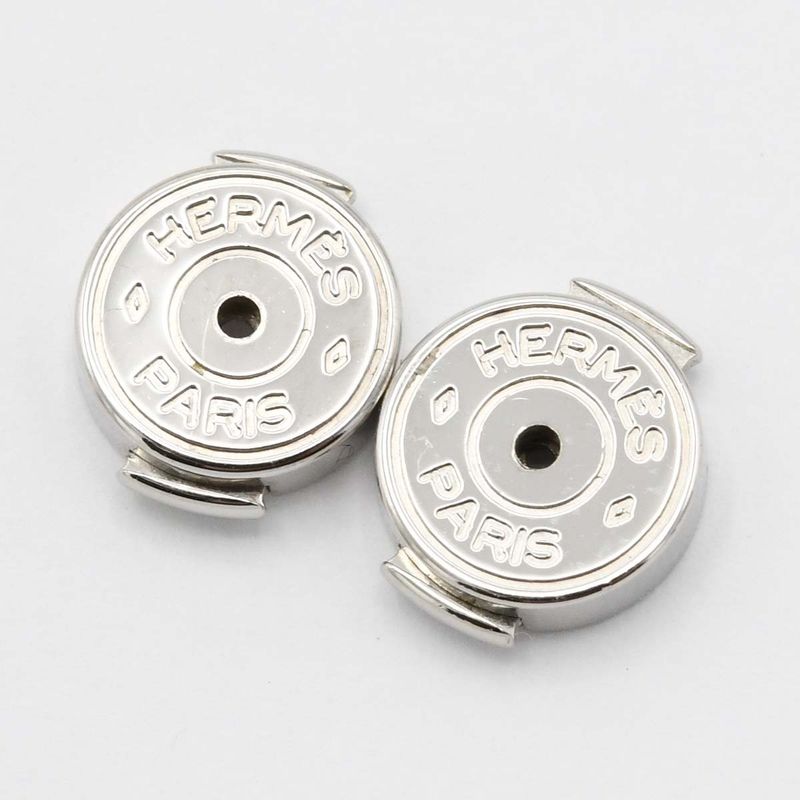 Hermes Earrings Cage de Ash Cube Logo Silver Color Pink X Pink Accessories