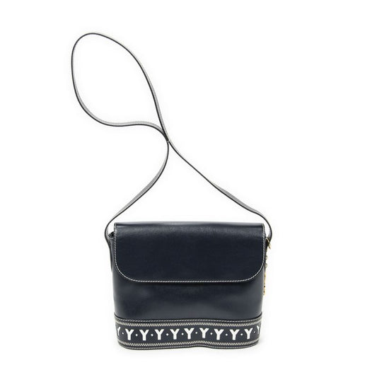 Saint Laurent Yves Vintage Flap Crossbody Navy Cutout