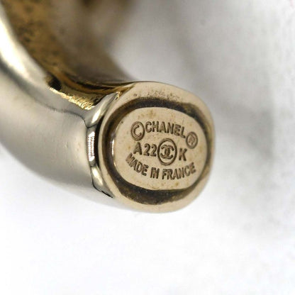 Chanel Earrings CC Logo Hoop Dice Champagne Gold