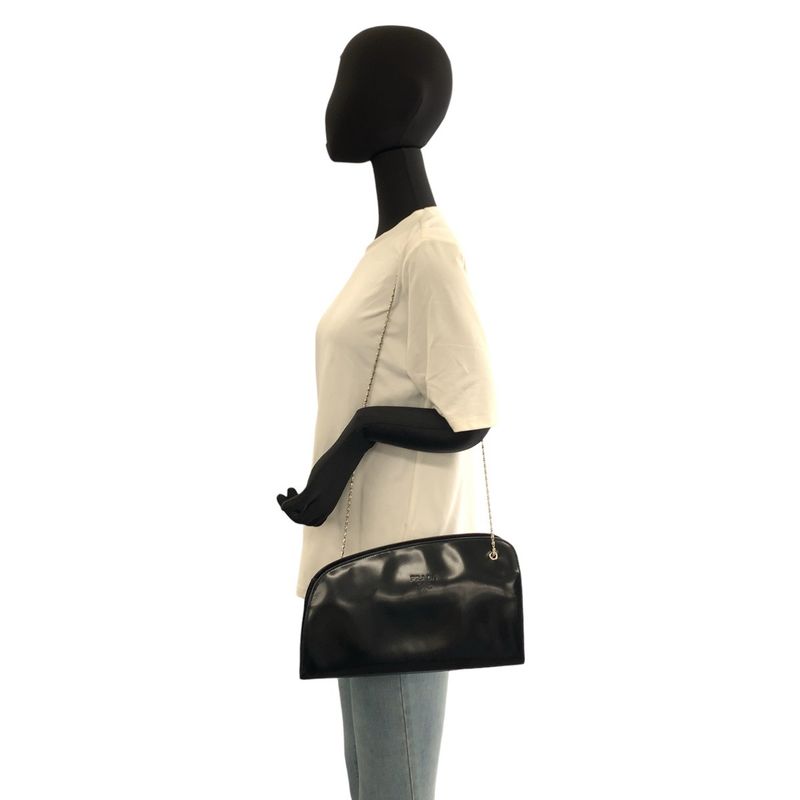 Prada Navy Silver Enamel Chain Shoulder Bag