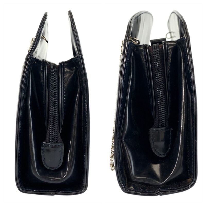 Prada Navy Silver Enamel Chain Shoulder Bag