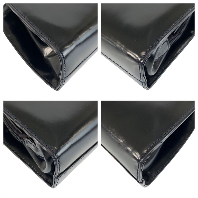 Prada Navy Silver Enamel Chain Shoulder Bag