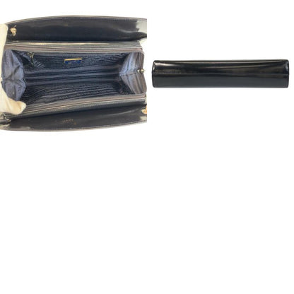 Prada Navy Silver Enamel Chain Shoulder Bag