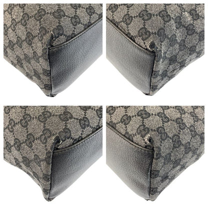 Gucci Black Gold GG Canvas Leather Tote Shoulder Bag
