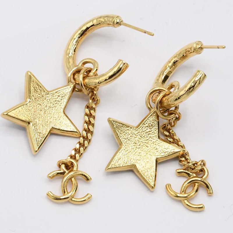 Chanel Earrings Star 24C CC Logo Gold