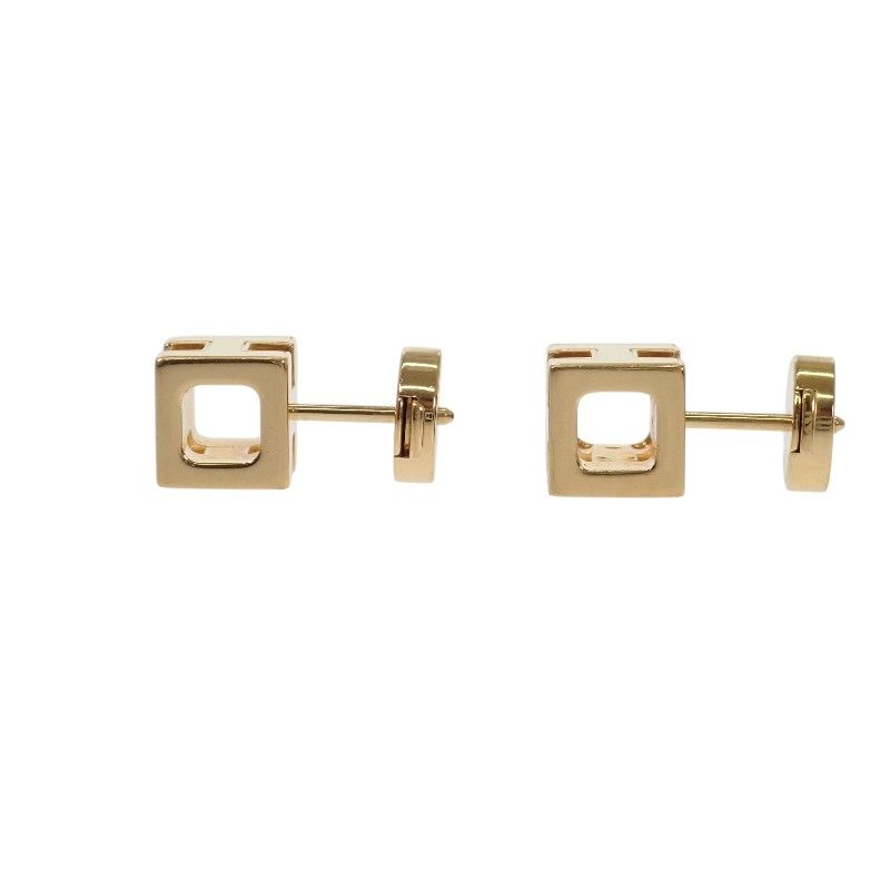 Hermes Cage Cube Earrings Metal Black Gold