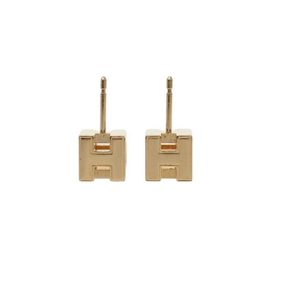 Hermes Cage Cube Earrings Metal Black Gold