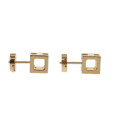Hermes Cage Cube Earrings Metal Black Gold