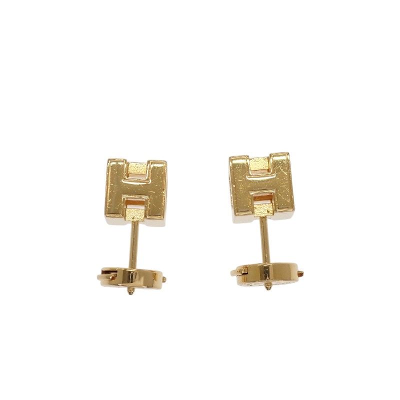 Hermes Cage Cube Earrings Metal Black Gold