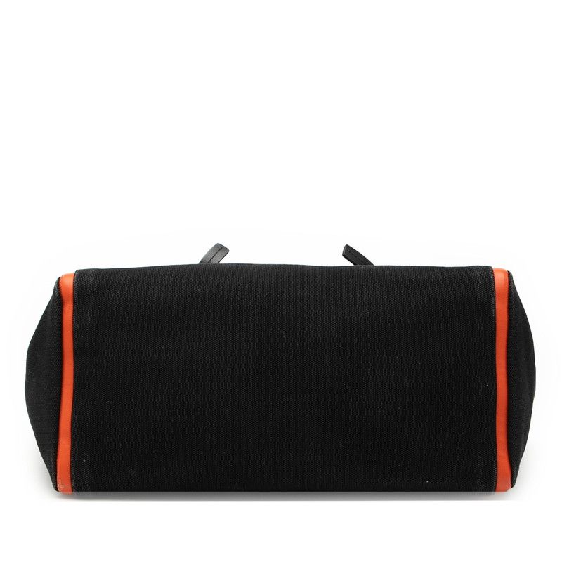 Prada Uverture Black Orange Canvas Leather Tote