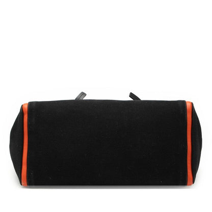 Prada Uverture Black Orange Canvas Leather Tote