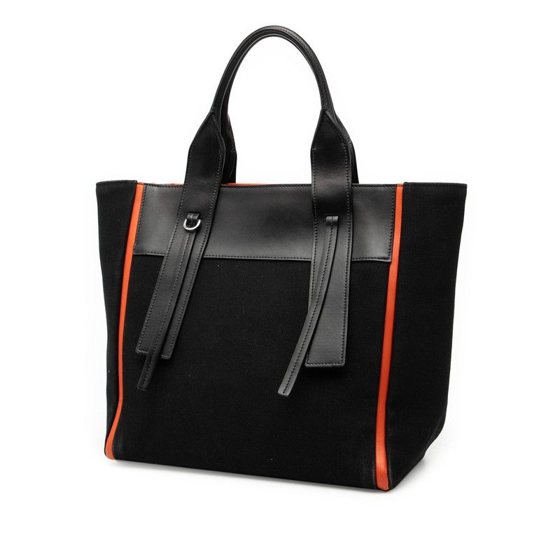 Prada Uverture Black Orange Canvas Leather Tote