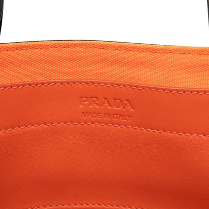 Prada Uverture Black Orange Canvas Leather Tote