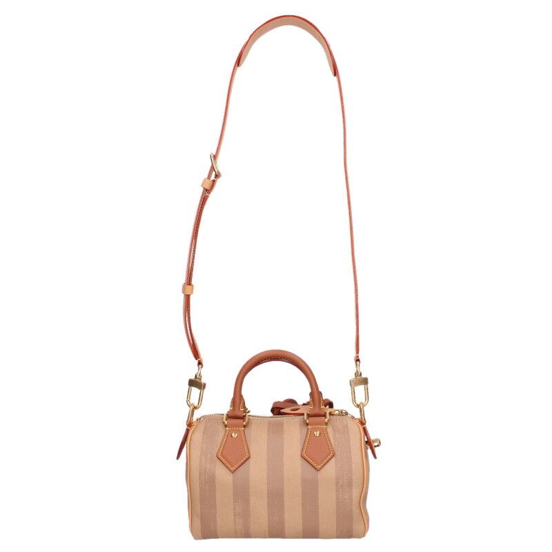 Louis Vuitton Speedy P9 Bandouliere 20 Logo Stripe Leather 2-Way Handbag Beige Tone