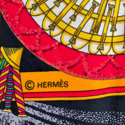 Hermes Scarf Silk Carre 90 Feux D'artifice Black