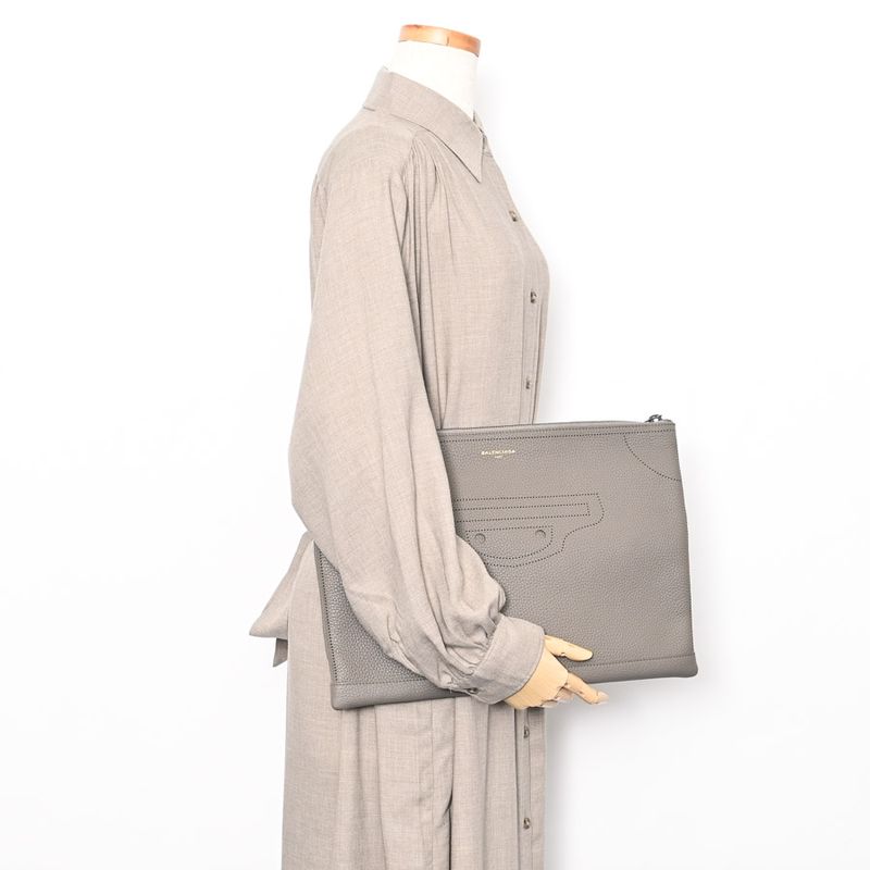 Balenciaga Clutch Leather Greige