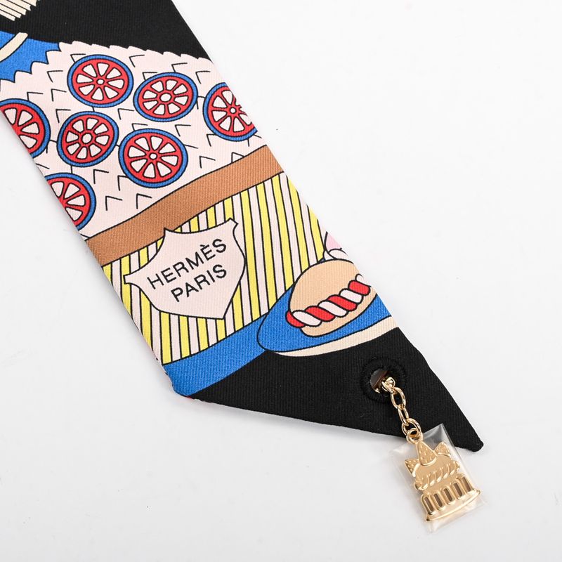Hermes Scarf Twilly Charm Black Noir Black