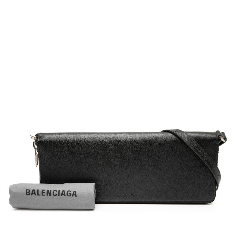 Balenciaga Leash Clutch Black Leather