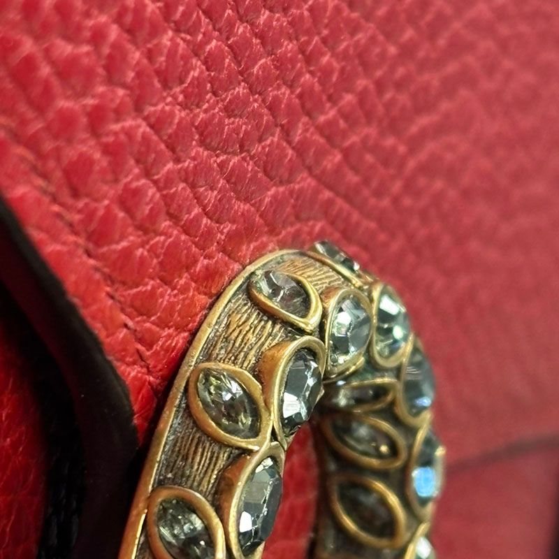 Gucci Dionysus Chain Wallet Shoulder Bag Red Leather