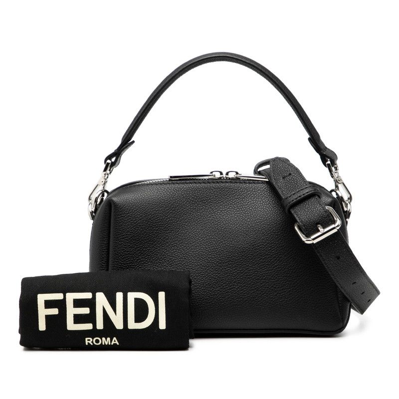 Fendi Louis Small 2-Way Shoulder Bag Black Grain Calf Leather